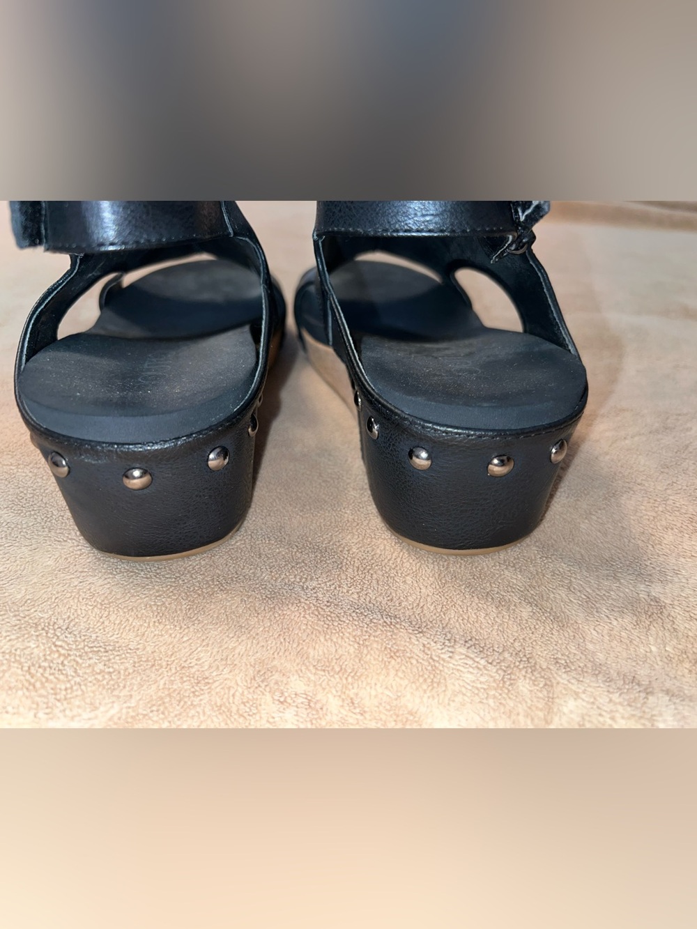 Corkys Black Cork-Trim Open-Toe Slingback Wedges - Picture 6 of 6